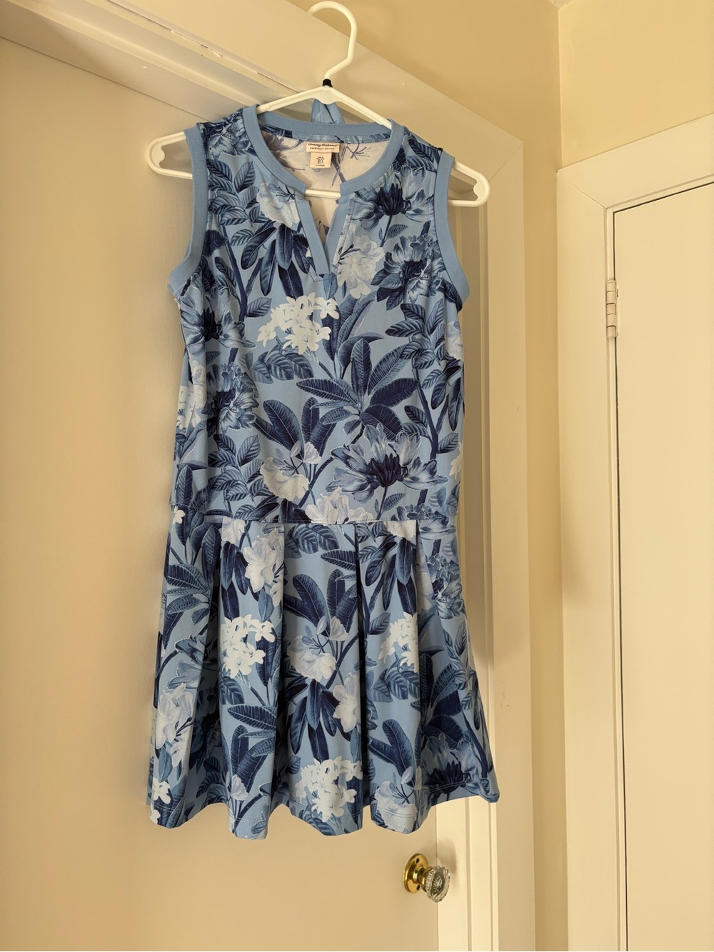 Blue Floral Sleeveless Fit-and-Flare Dress